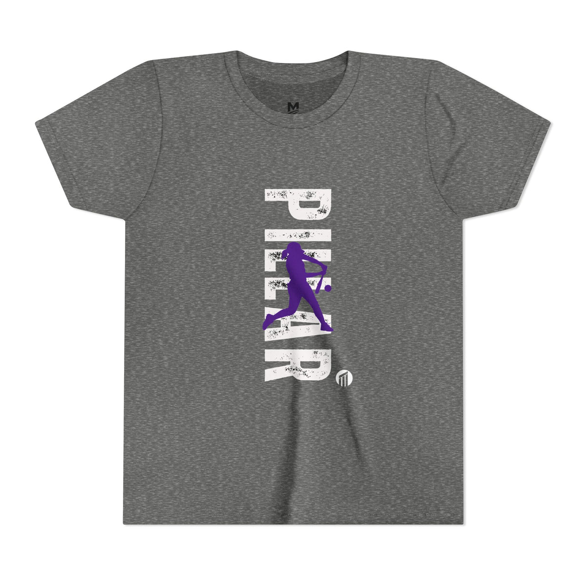 Youth Softball Silhouette Tee — Purple Batter Graphic