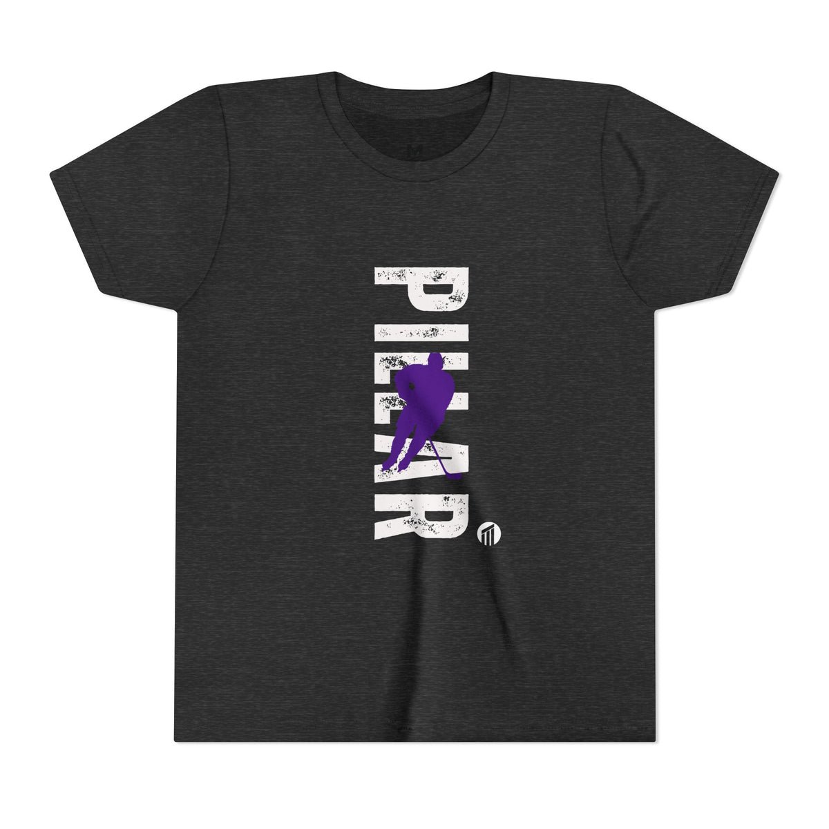 Youth Hockey Player Graphic Tee — Purple Silhouette Team Shirt