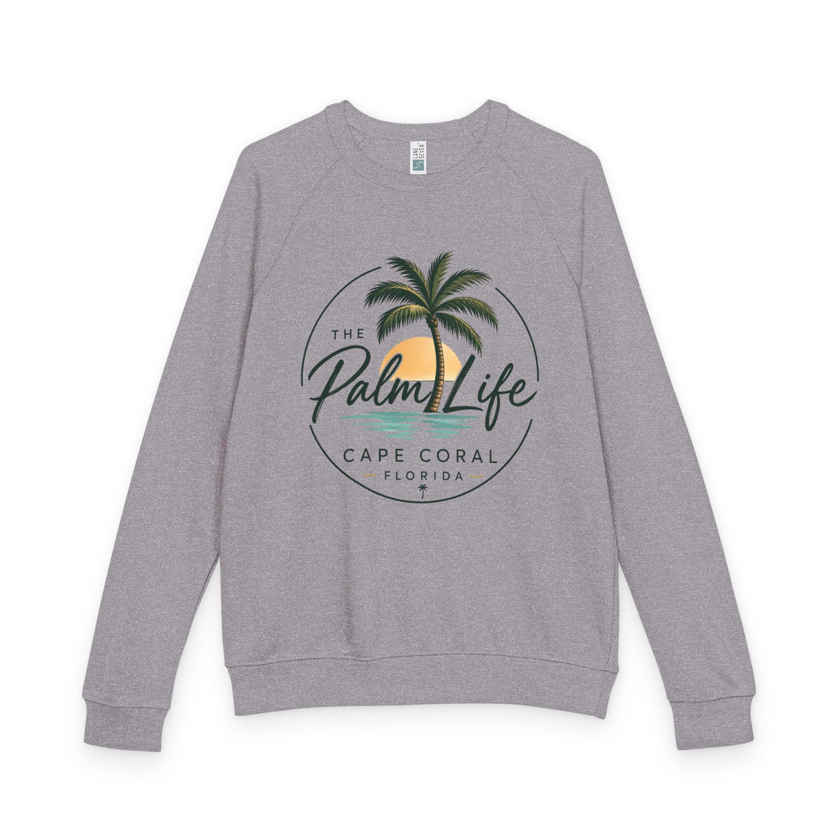 Palm Life Raglan Crewneck — Tropical Palm Sunset Sweatshirt