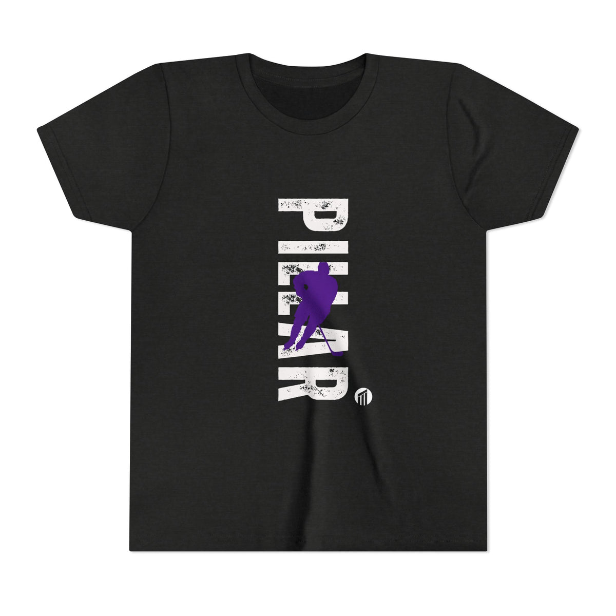 Youth Hockey Player Graphic Tee — Purple Silhouette Team Shirt