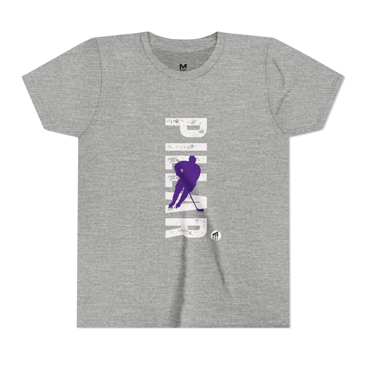Youth Hockey Player Graphic Tee — Purple Silhouette Team Shirt