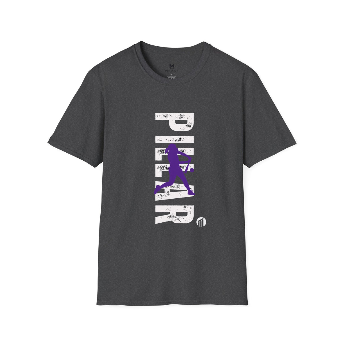 Pillar Softball Vertical Silhouette Tee — Women's Softstyle Softball Graphic T-Shirt