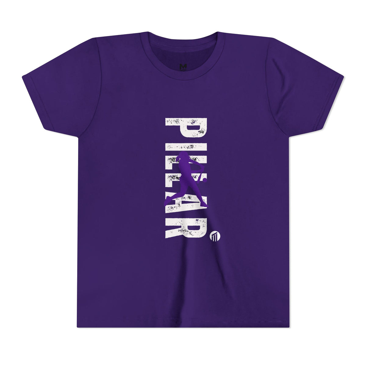 Youth Softball Silhouette Tee — Purple Batter Graphic