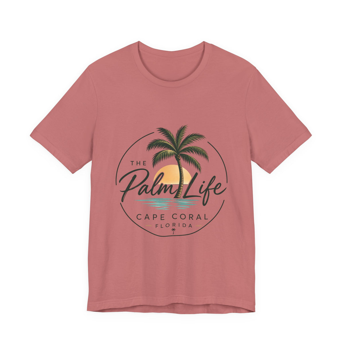 Palm Life Cape Coral Tee — Tropical Sunset Palm T-Shirt