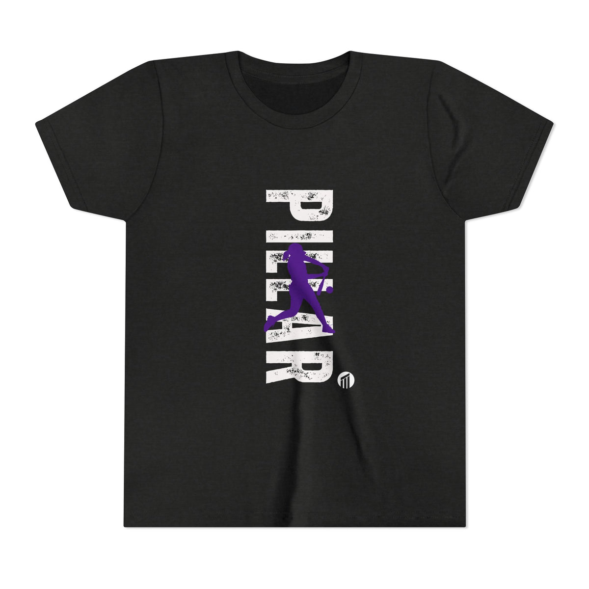 Youth Softball Silhouette Tee — Purple Batter Graphic