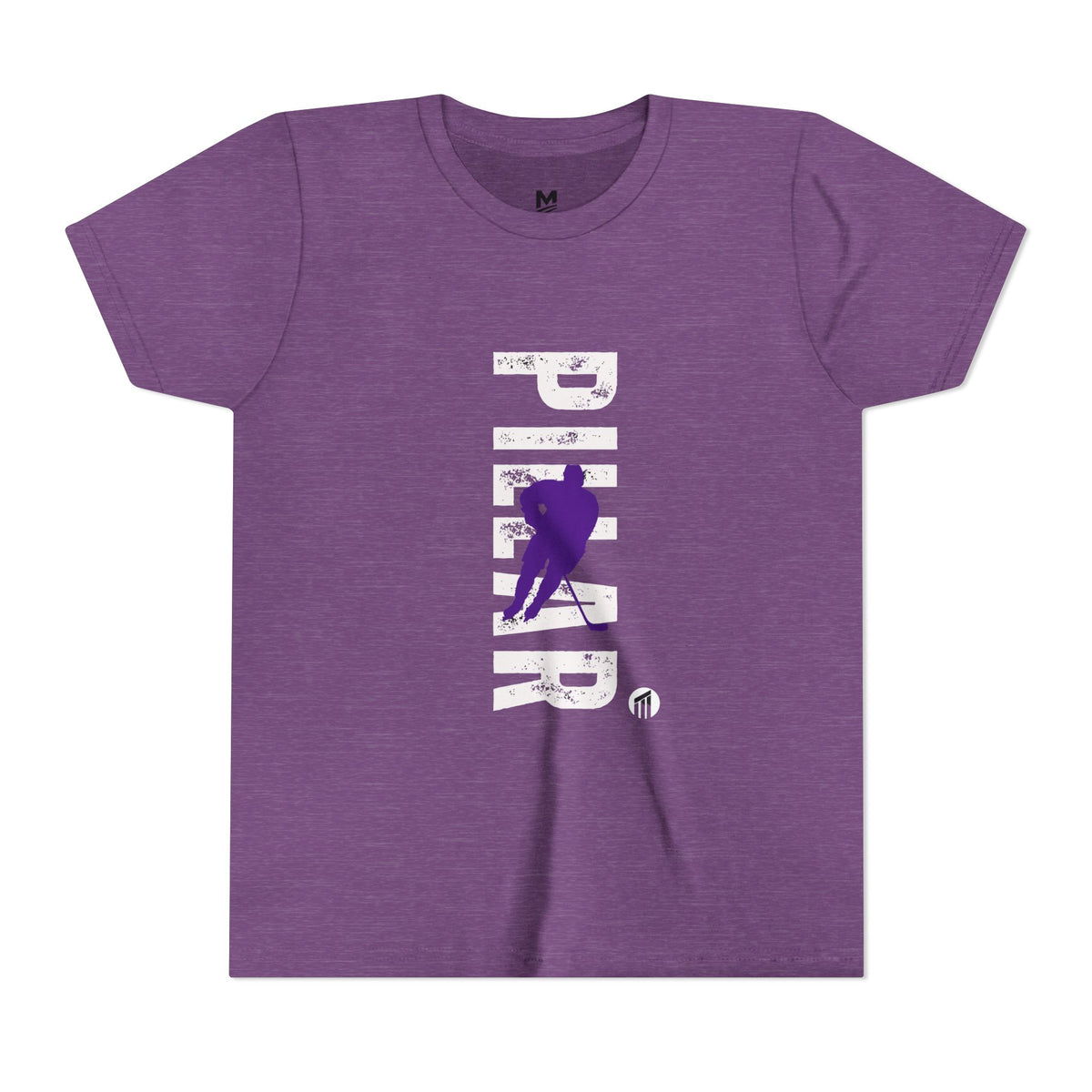 Youth Hockey Player Graphic Tee — Purple Silhouette Team Shirt
