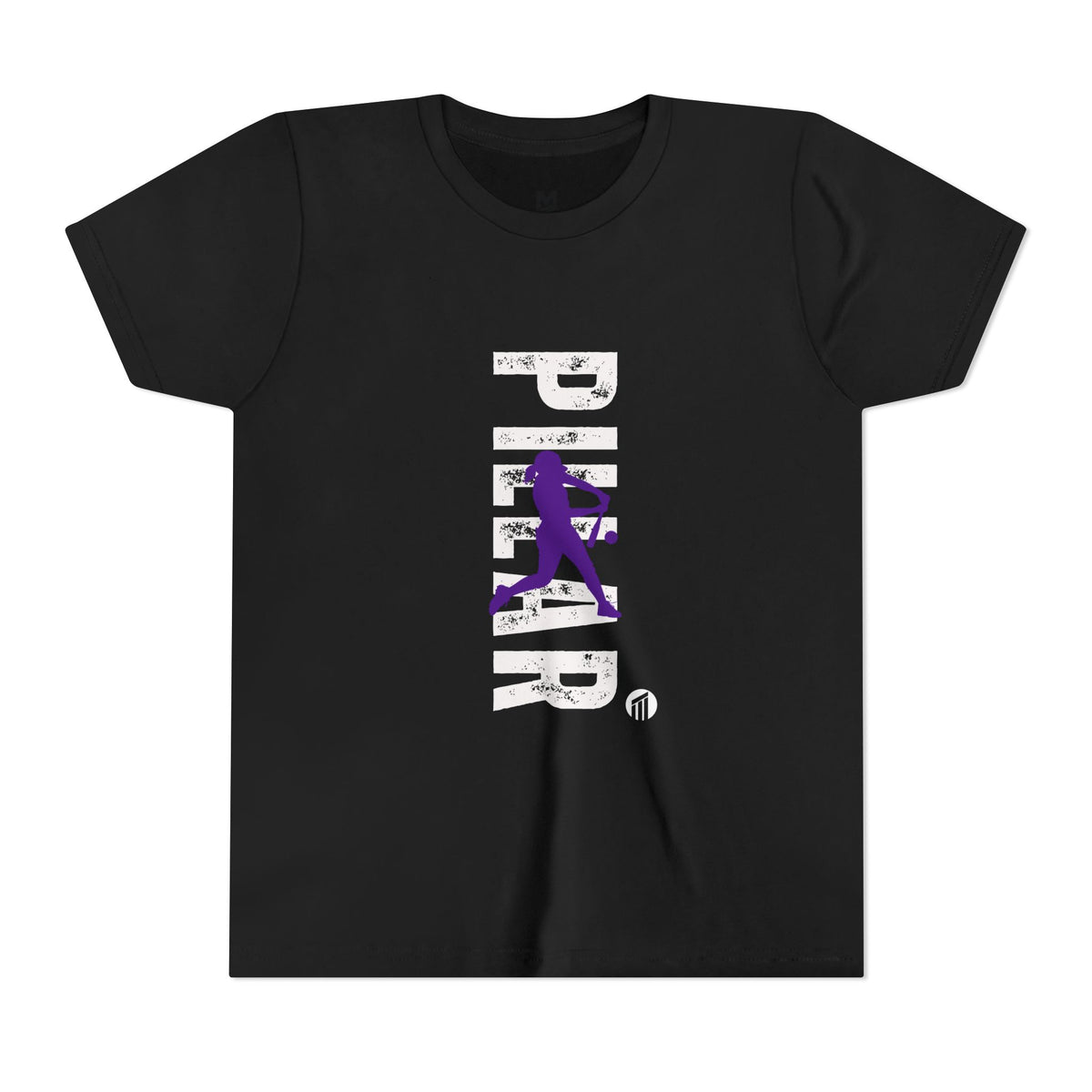 Youth Softball Silhouette Tee — Purple Batter Graphic