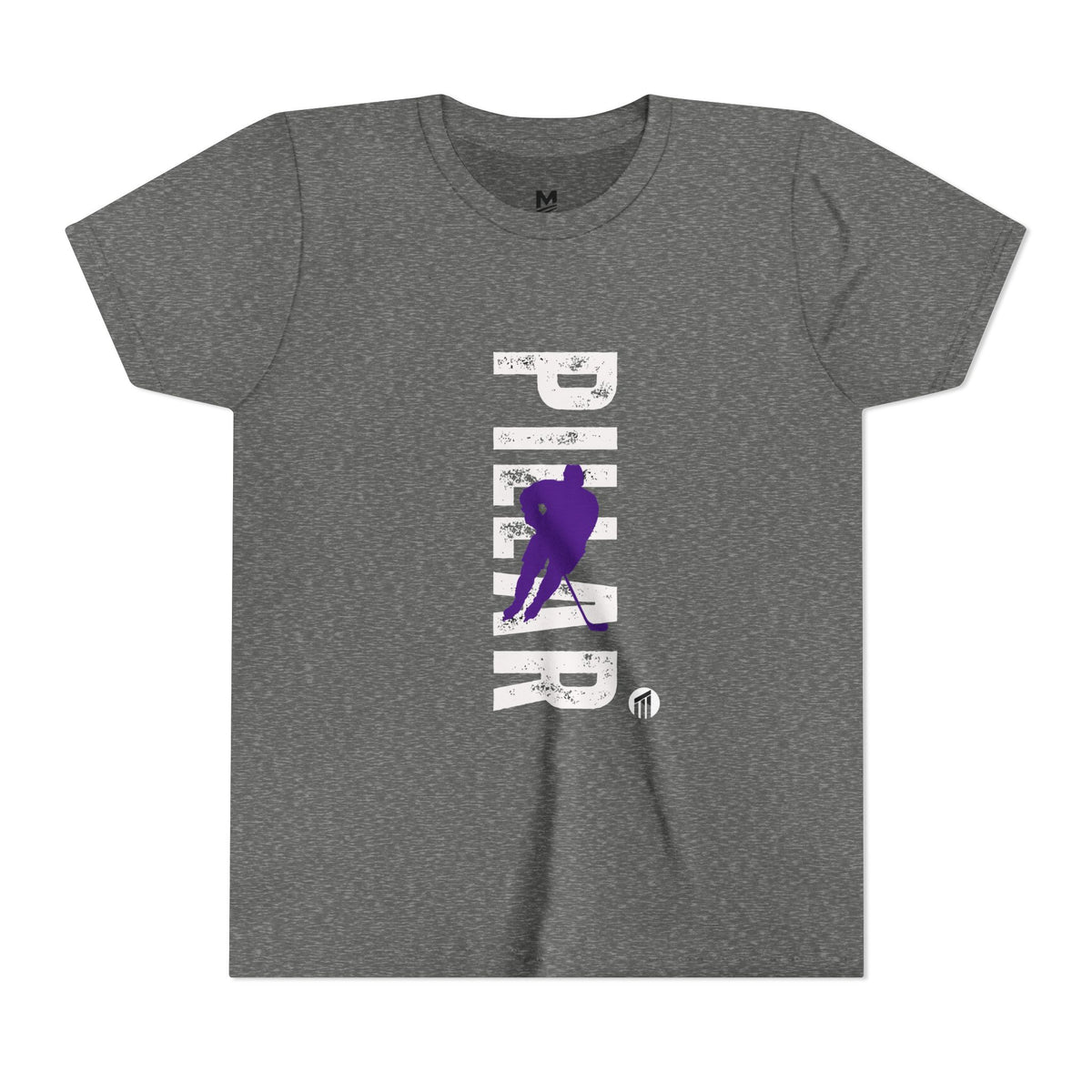 Youth Hockey Player Graphic Tee — Purple Silhouette Team Shirt