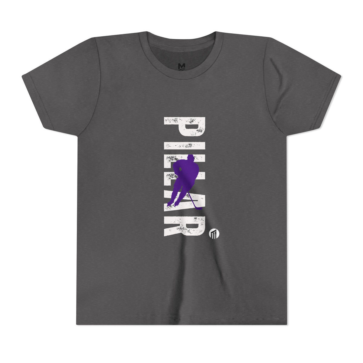 Youth Hockey Player Graphic Tee — Purple Silhouette Team Shirt