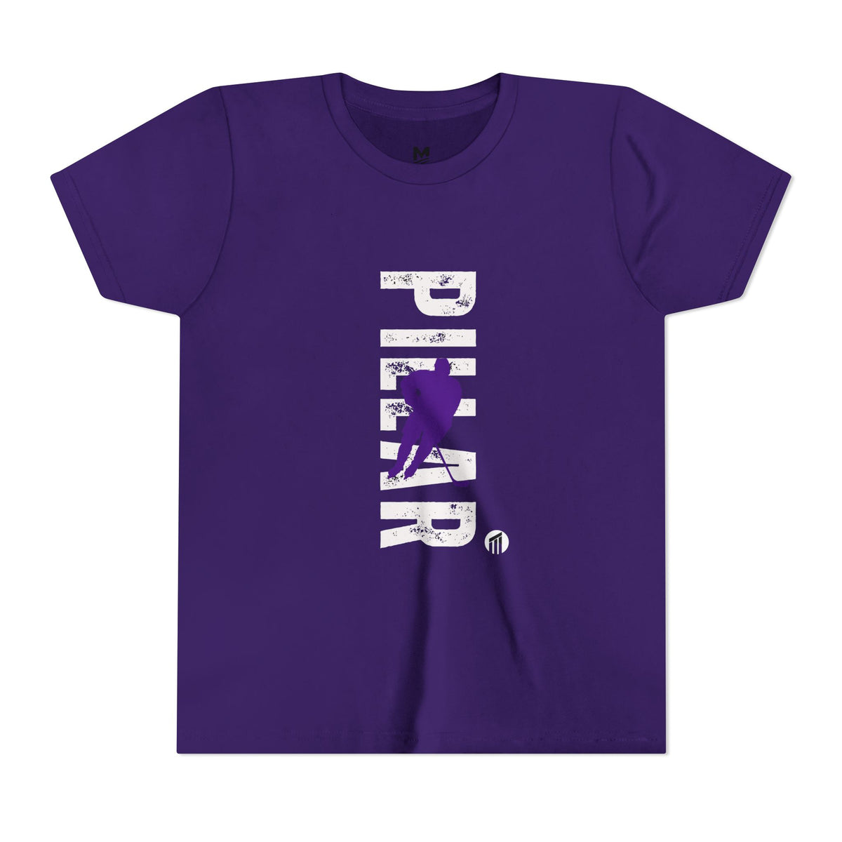 Youth Hockey Player Graphic Tee — Purple Silhouette Team Shirt