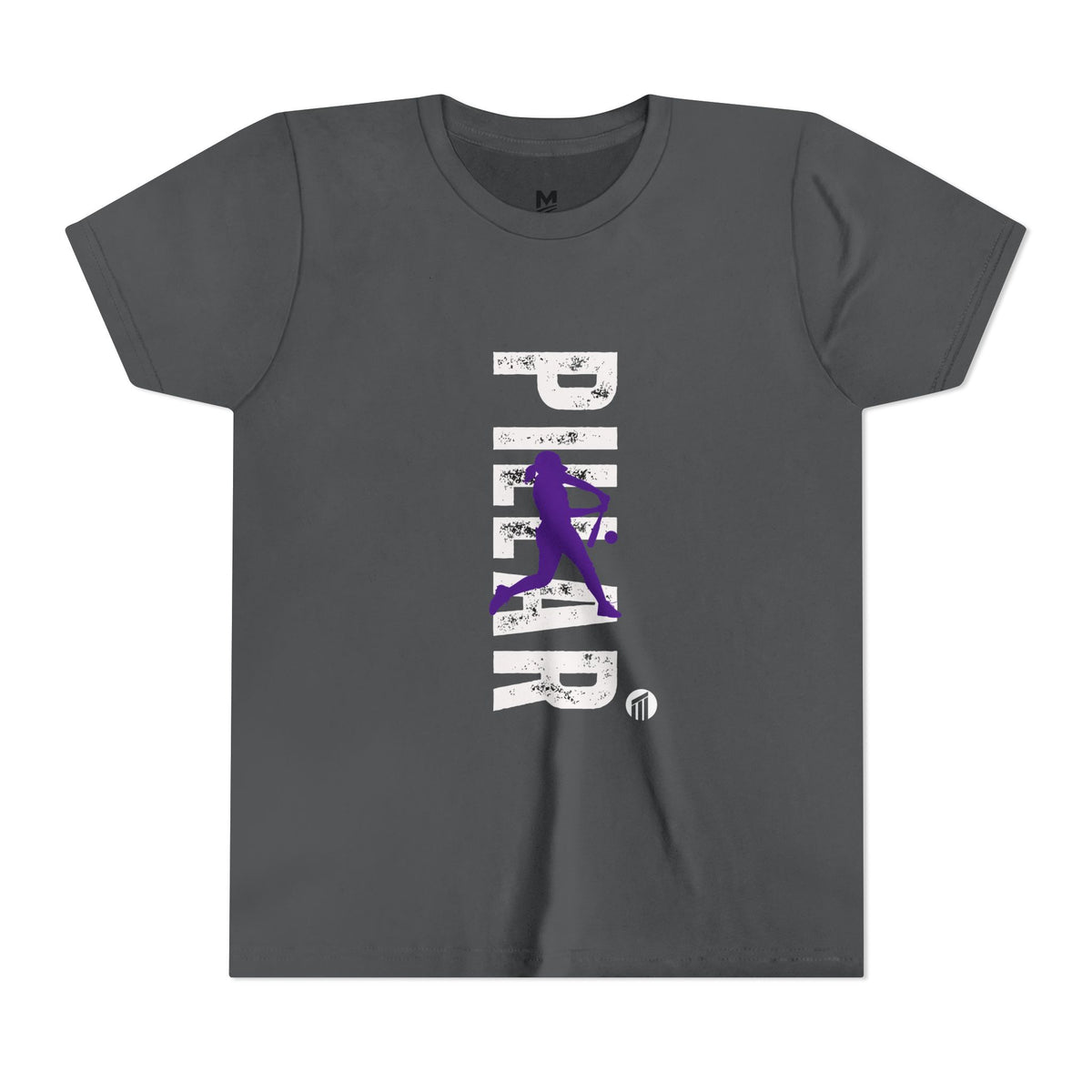 Youth Softball Silhouette Tee — Purple Batter Graphic