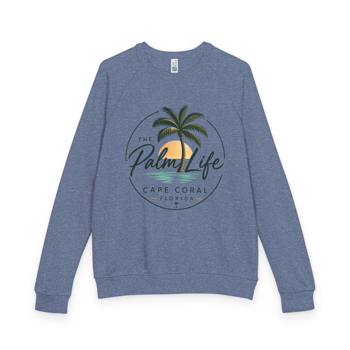 Palm Life Raglan Crewneck — Tropical Palm Sunset Sweatshirt